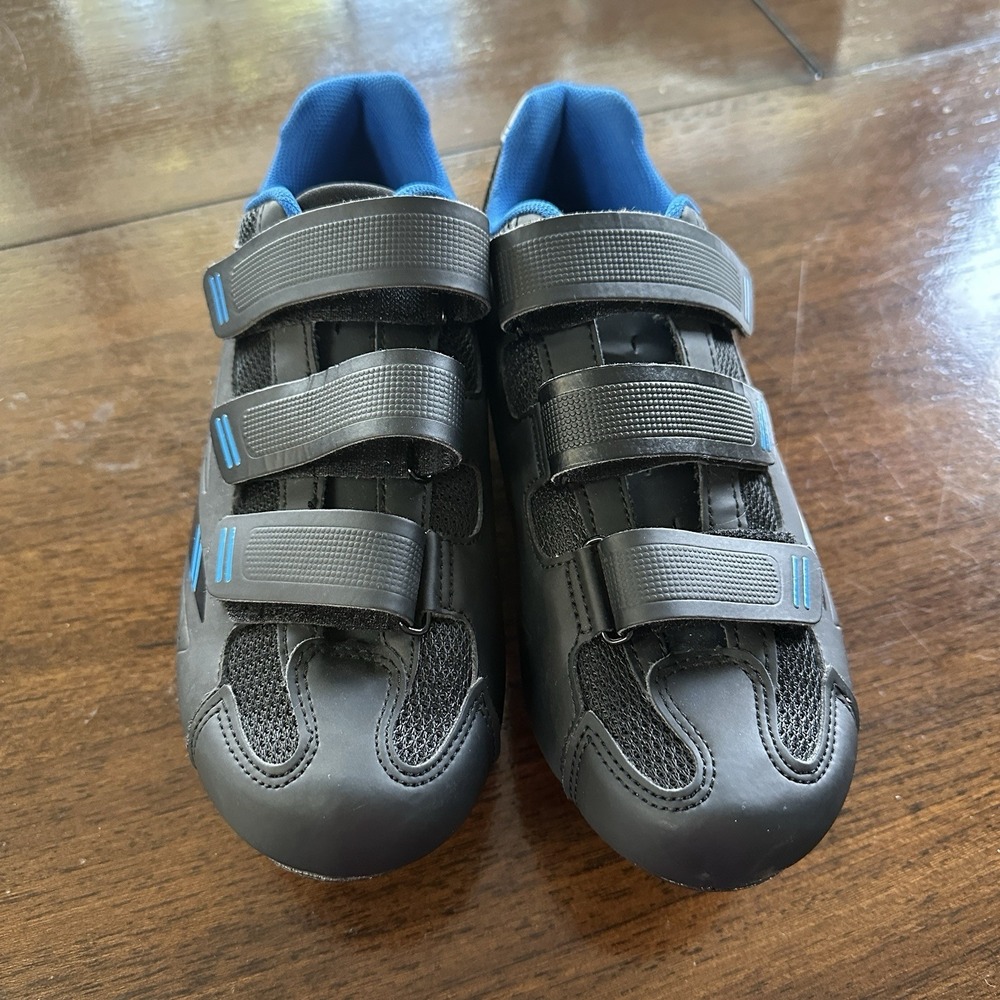 Tommaso Road Cycling Shoes – Size‎ 40 – Black/Blue – 3 Strap Closure